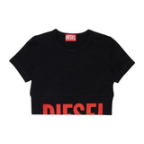 Diesel Kids T-shirt Nero con Logo Rosso per Bambine