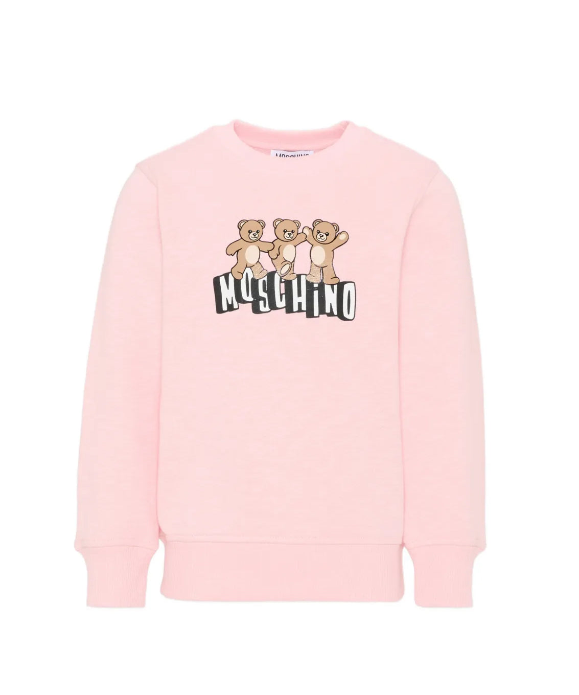 Moschino Kids Felpa Rosa con Logo Teddy Bear per Bambine