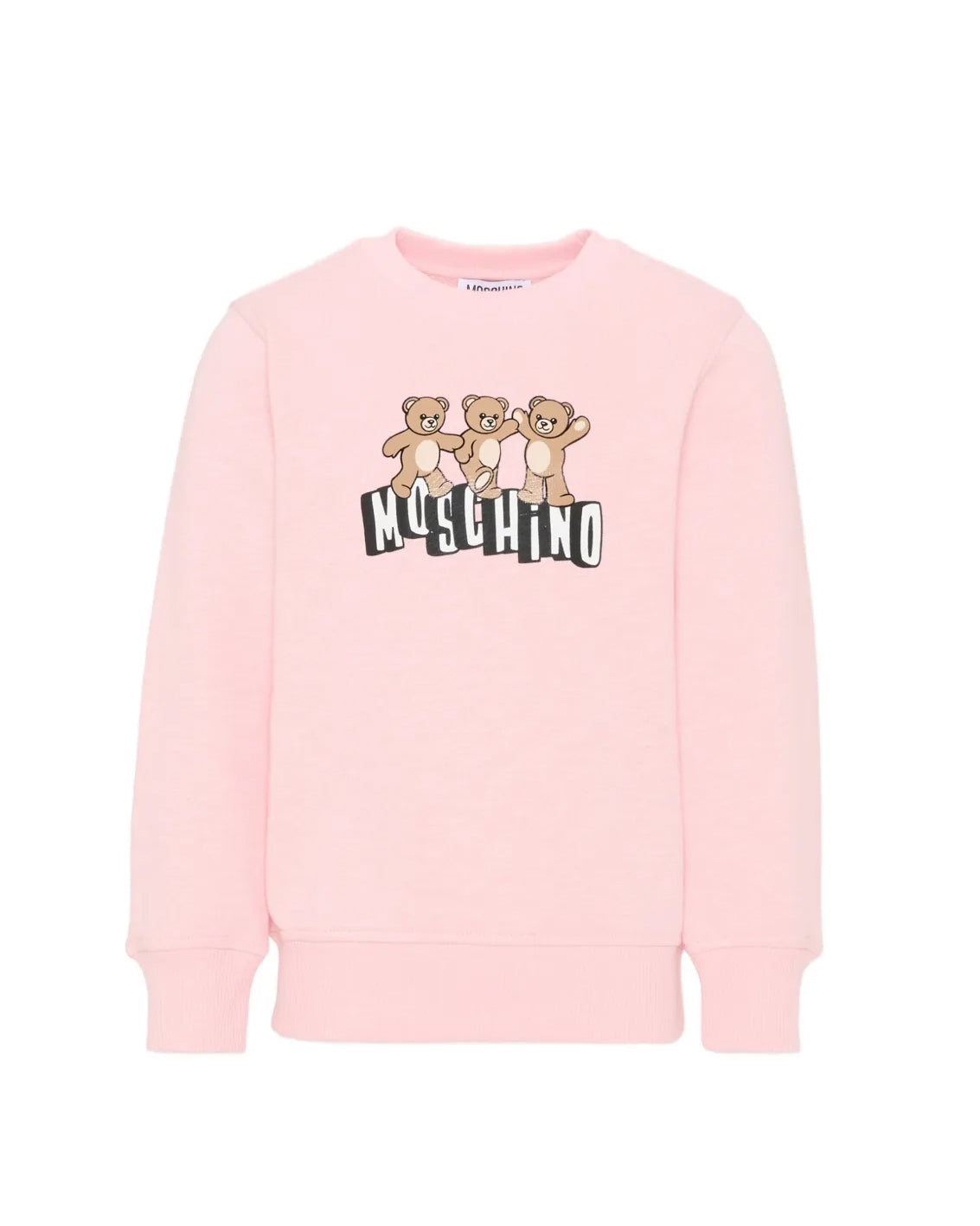 Moschino Kids Felpa Rosa con Logo Teddy Bear per Bambine