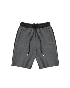 Yes London Kids Bermuda Nero e Grigio a Contrasto con Laccio e Applicazione Logo sul Retro per Bambini