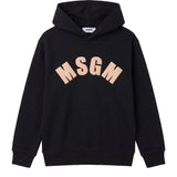 MSGM Kids Felpa con Cappuccio Nero con Logo Cammello per Bambine