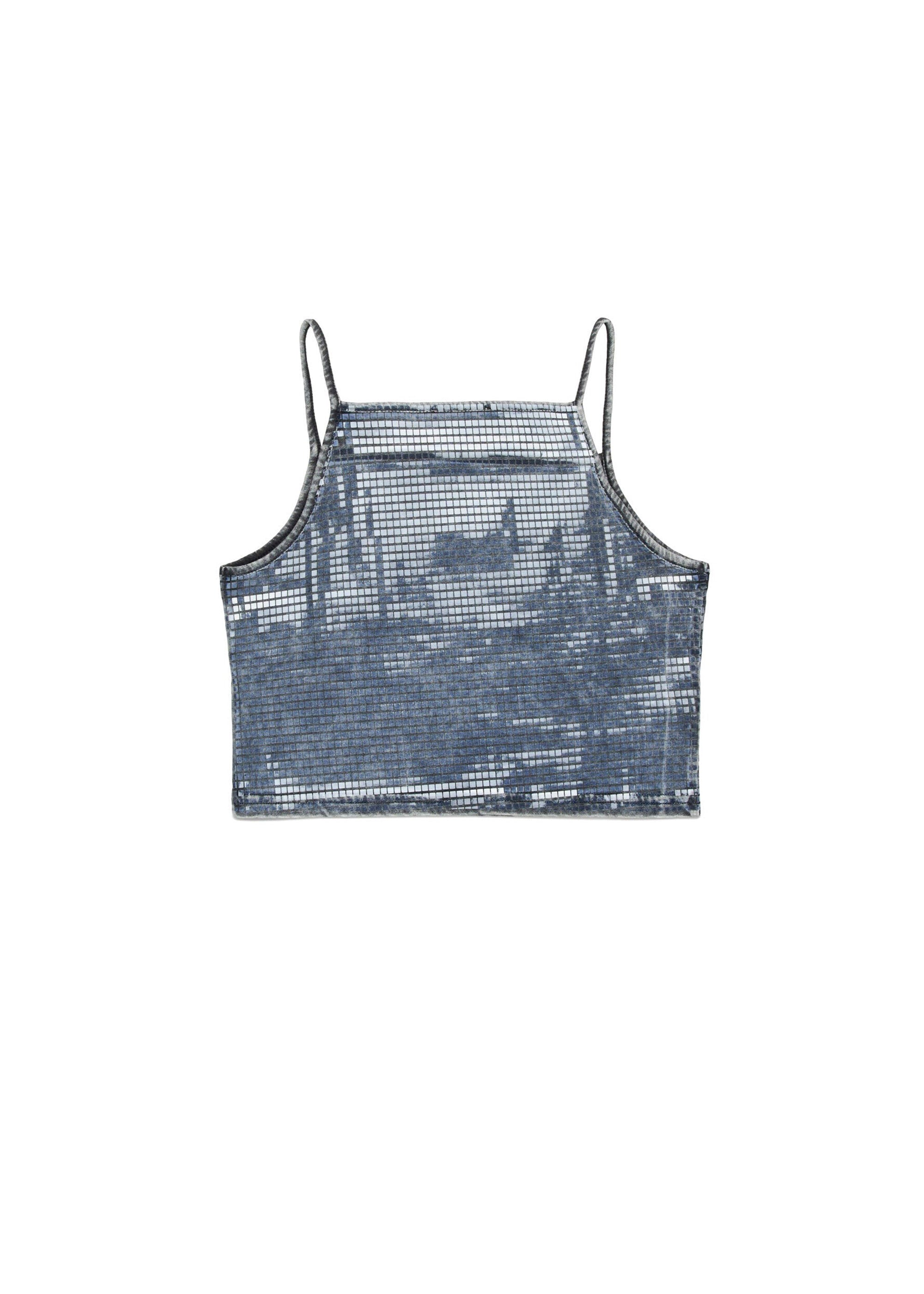 Diesel Kids Top Nero Mylar con Pailettes per Bambine