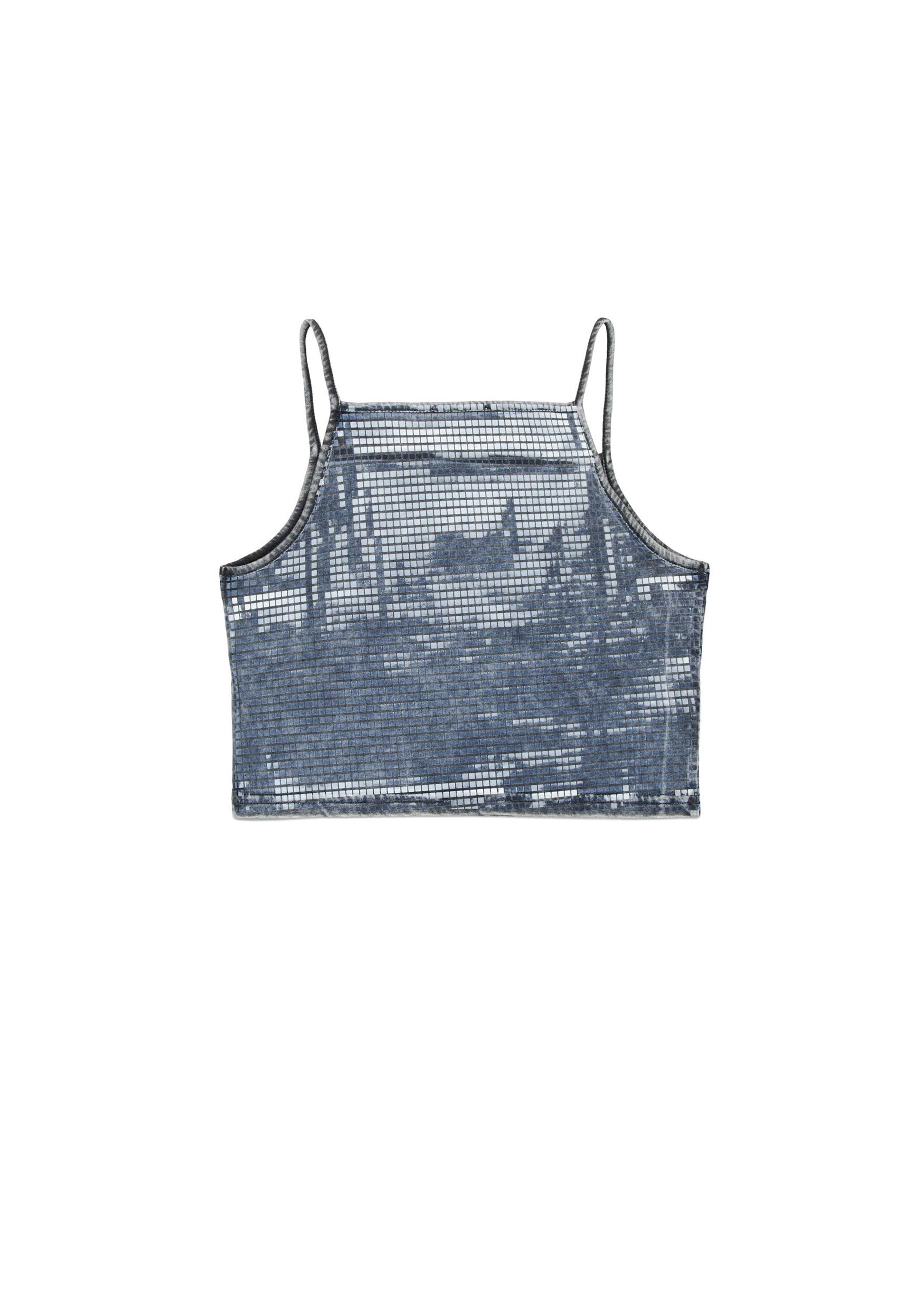 Diesel Kids Top Nero Mylar con Pailettes per Bambine
