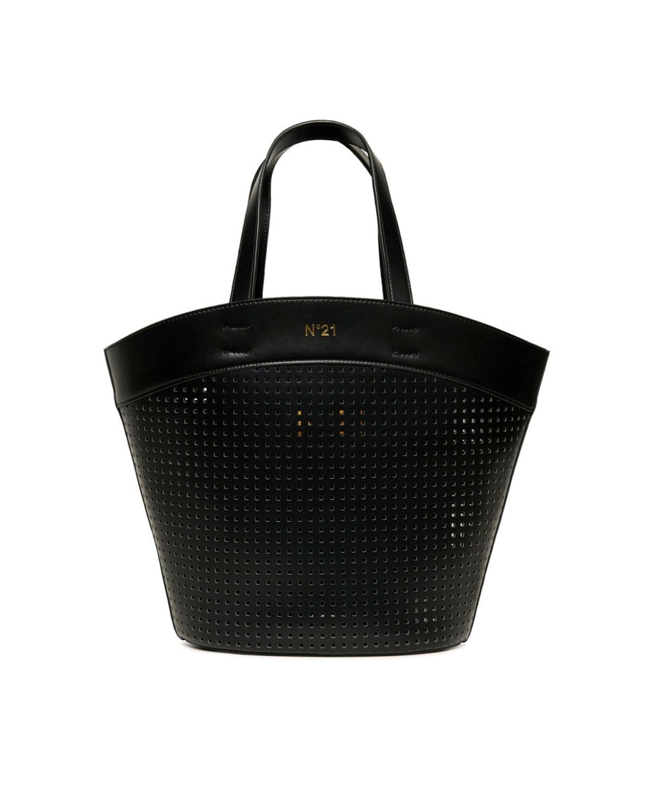 N°21 Kids Borsa Nera Tote Traforata per Bambine