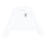 Msgm Kids Camicia Crop Bianco con Logo per Bambine