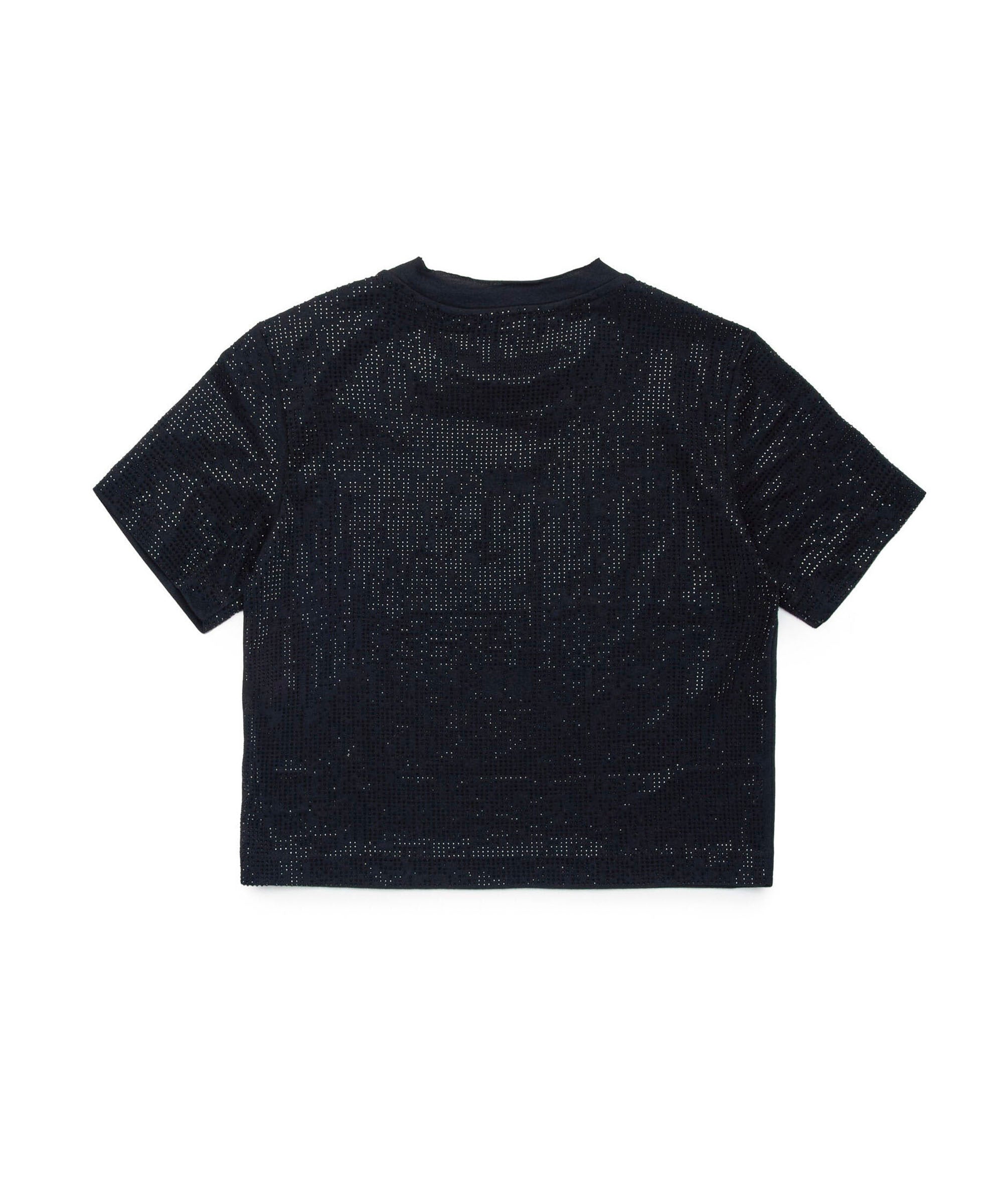 Diesel Kids T-shirt Nera con Applicazione Strass per Bambine (retro)