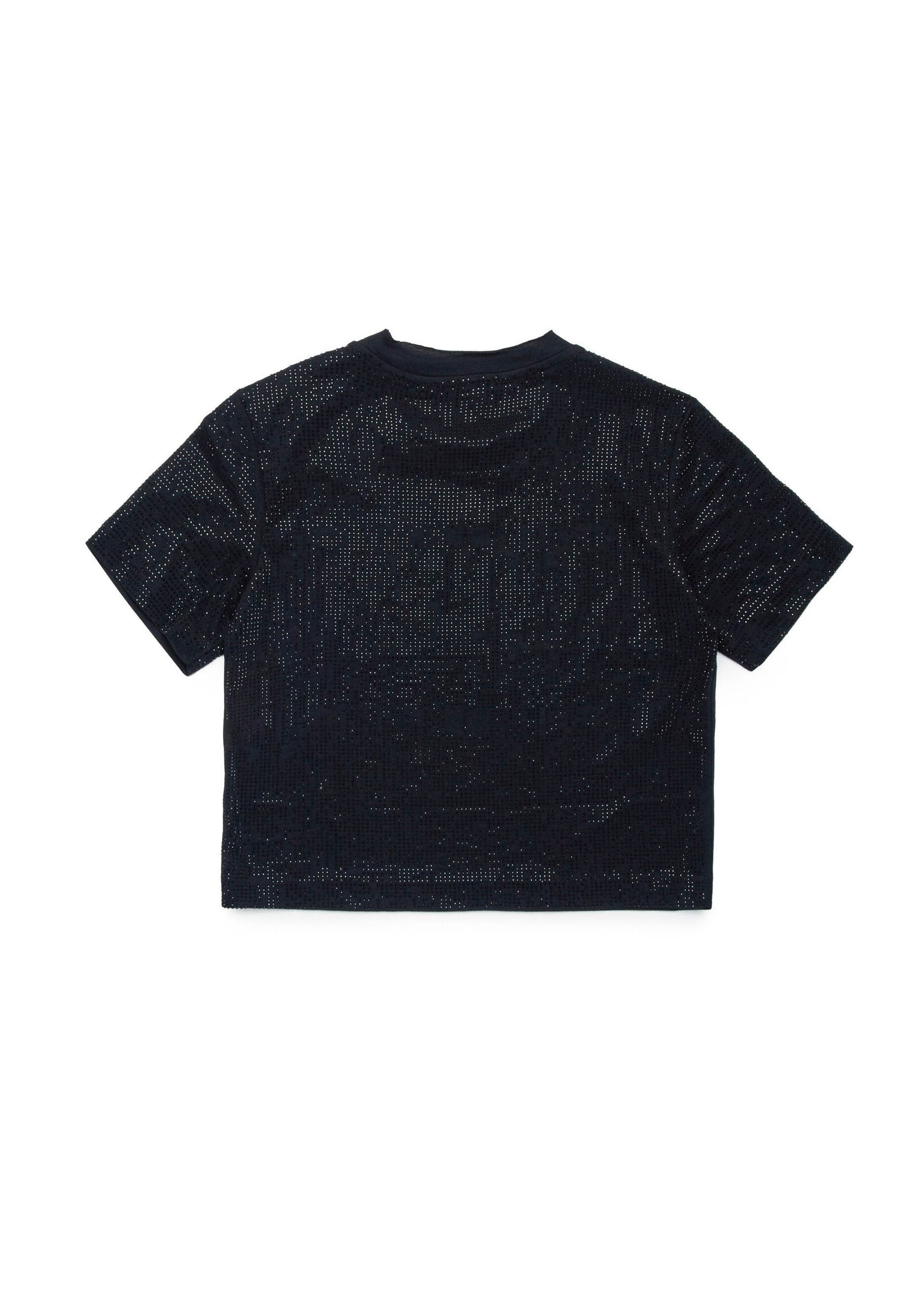 Diesel Kids T-shirt Nera con Applicazione Strass per Bambine (retro)