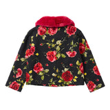 Blumarine Kids Giacca Fantasia Rose Nero e Rosso per Neonate