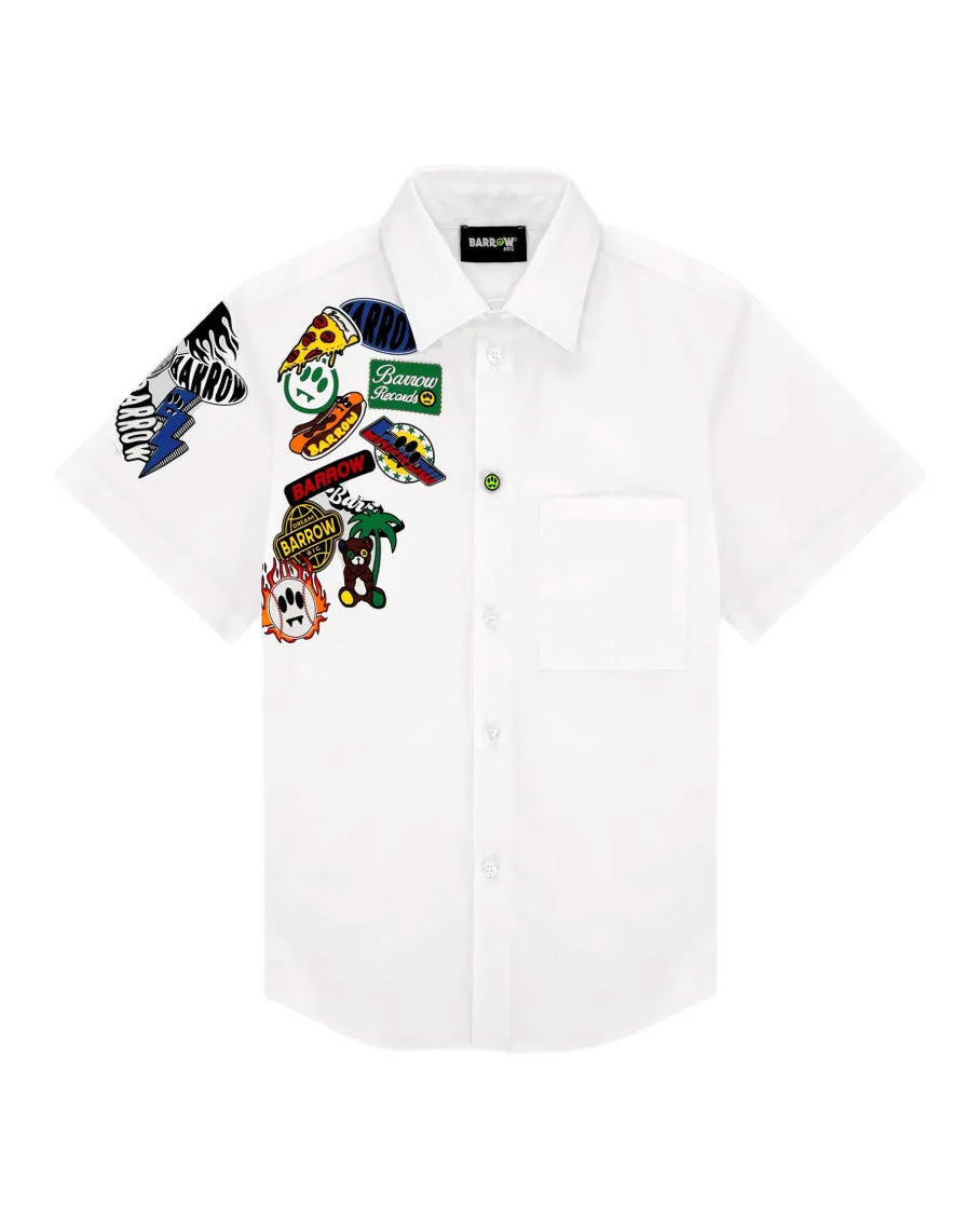 Barrow Kids Camicia Off-White con Ricami Unisex