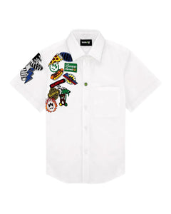 Barrow Kids Camicia Off-White con Ricami Unisex