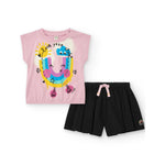 Tuc Tuc T-shirt Rosa con Short Nero per Neonate