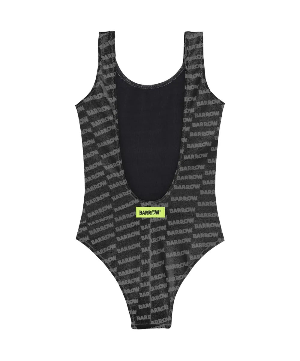 Barrow Kids Costume Intero Nero All-Over con Stampa Multicolor per Bambine