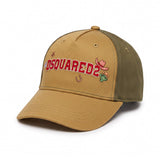 Dsquared2 Kids Cappello Beige e Oliva con Logo Rosso Unisex