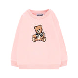 Moschino Kids Felpa Rosa Girocollo con Teddy per neonate