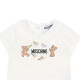 Moschino Kids Pagliaccetto Panna con Stampa e Chiusura con Bottoni sul Retro per Neonati