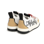 Moschino Kids Sneaker Bianco e Biscotto con Logo per Neonati