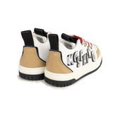 Moschino Kids Sneaker Bianco e Biscotto con Logo per Neonati