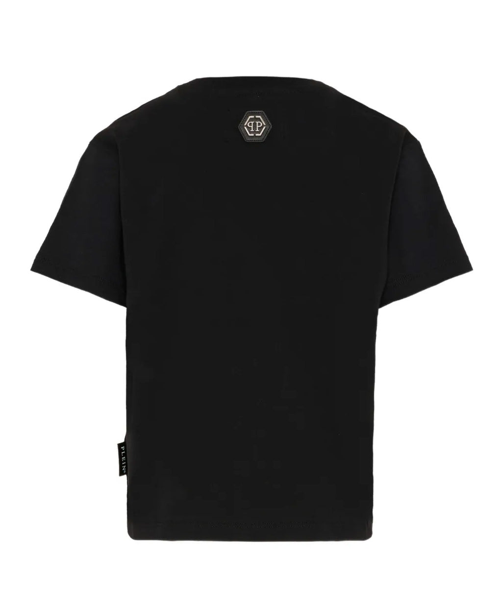 Philipp Plein Kids T-Shirt Nero con Stampa Multicolor per Bambine