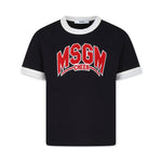 MSGM Kids T-shirt Nera con Stampa Logo per Bambini