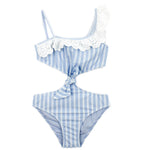 4Giveness Costume Monokini Azzurro a Righe per Bambine