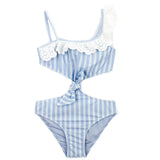 4Giveness Costume Monokini Azzurro a Righe per Bambine