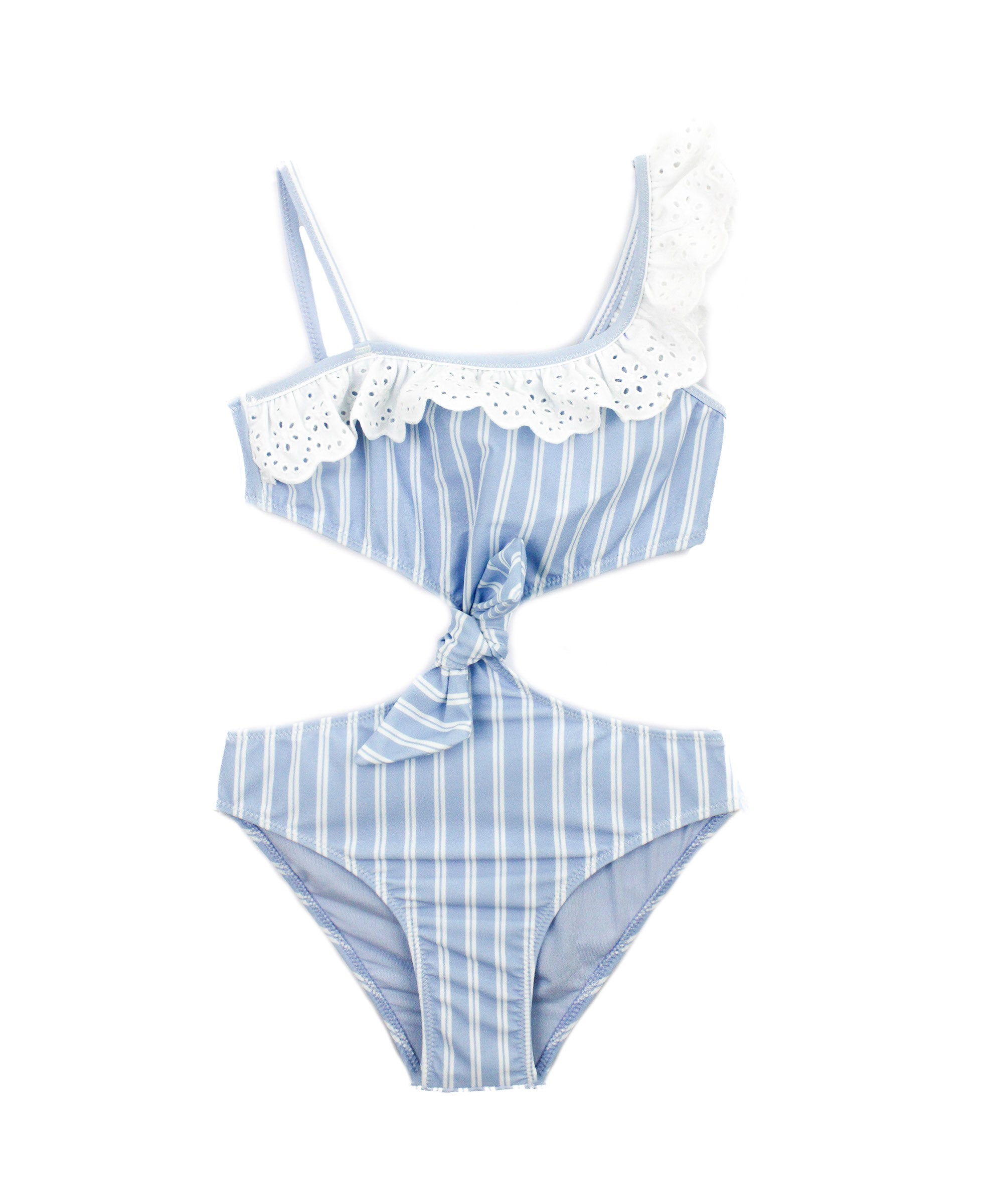 4Giveness Costume Monokini Azzurro a Righe per Bambine