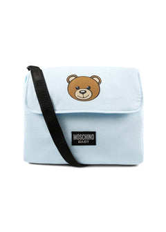 Moschino Kids Borsa Mamma Celeste con Stampa