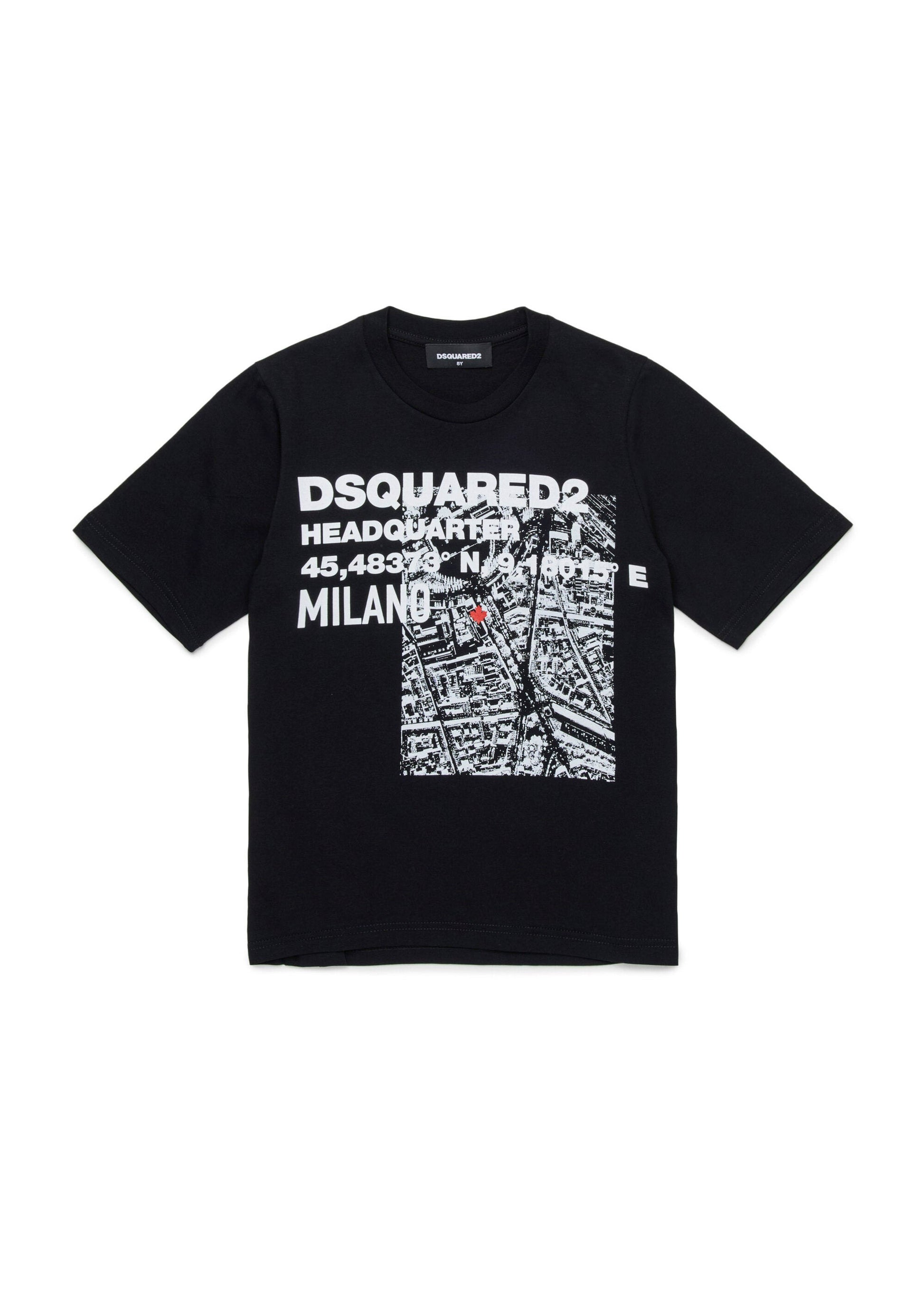Dsquared2 Kids T-shirt Nera D2 Headquarter per Bambini