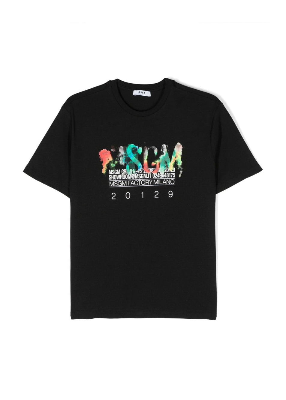 MSGM Kids T-Shirt Nera con Stampa per Bambini