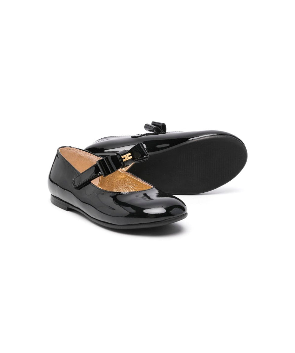 Elisabetta Franchi La Mia Bambina Ballerine Nere Lucide per Neonate 