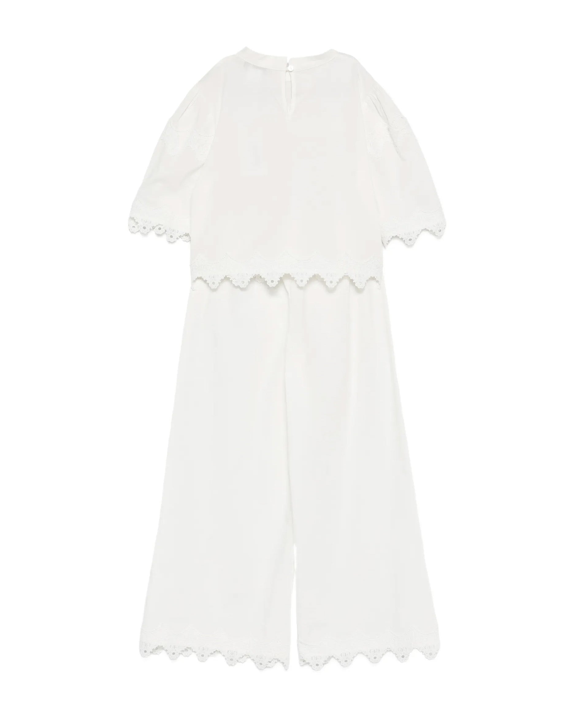 Twinset Kids Completo Off-White con Dettagli in Pizzo per Bambine