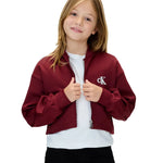 Calvin Klein Kids Felpa Raspberry Chocolate con Zip e Logo a Contrasto per Bambine