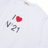 N21 Kids T-shirt Bianca Cropped con Stampa " I Love N21" per Bambine