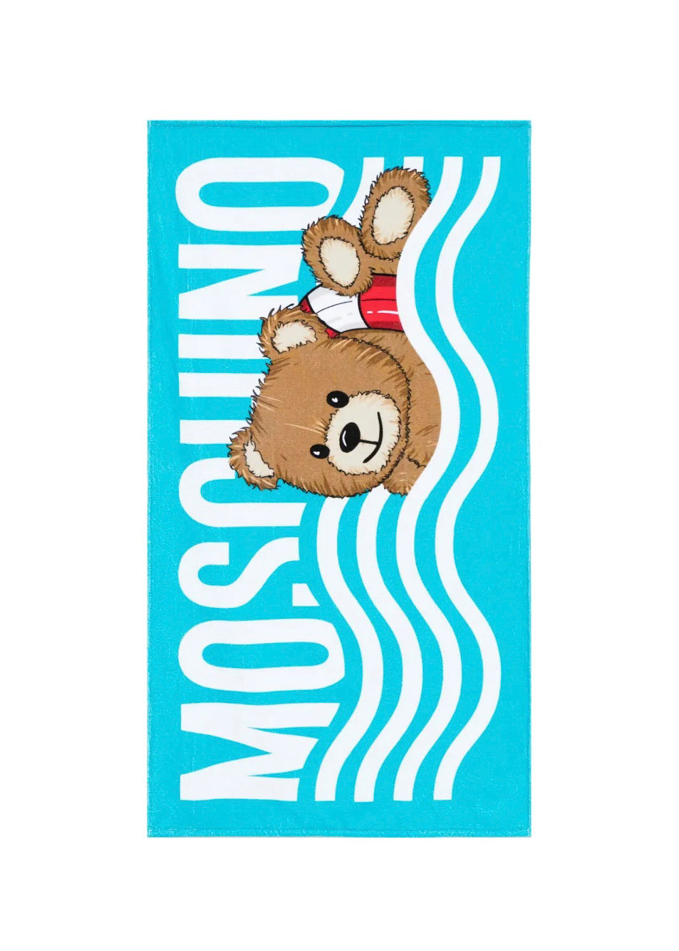 Moschino Kids Telo Mare Azzurro con Stampa