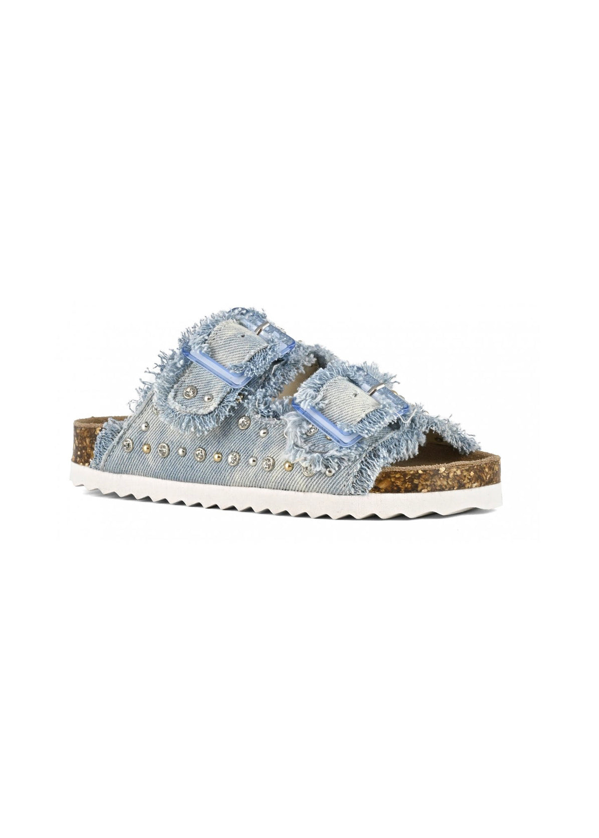 Colors of California Sandalo Doppia Fascia Denim con Strass per Bambine