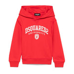 Dsquared2 Kids Felpa Rossa con Cappuccio con Stampa Logo per Bambini