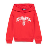 Dsquared2 Kids Felpa Rossa con Cappuccio con Stampa Logo per Bambini