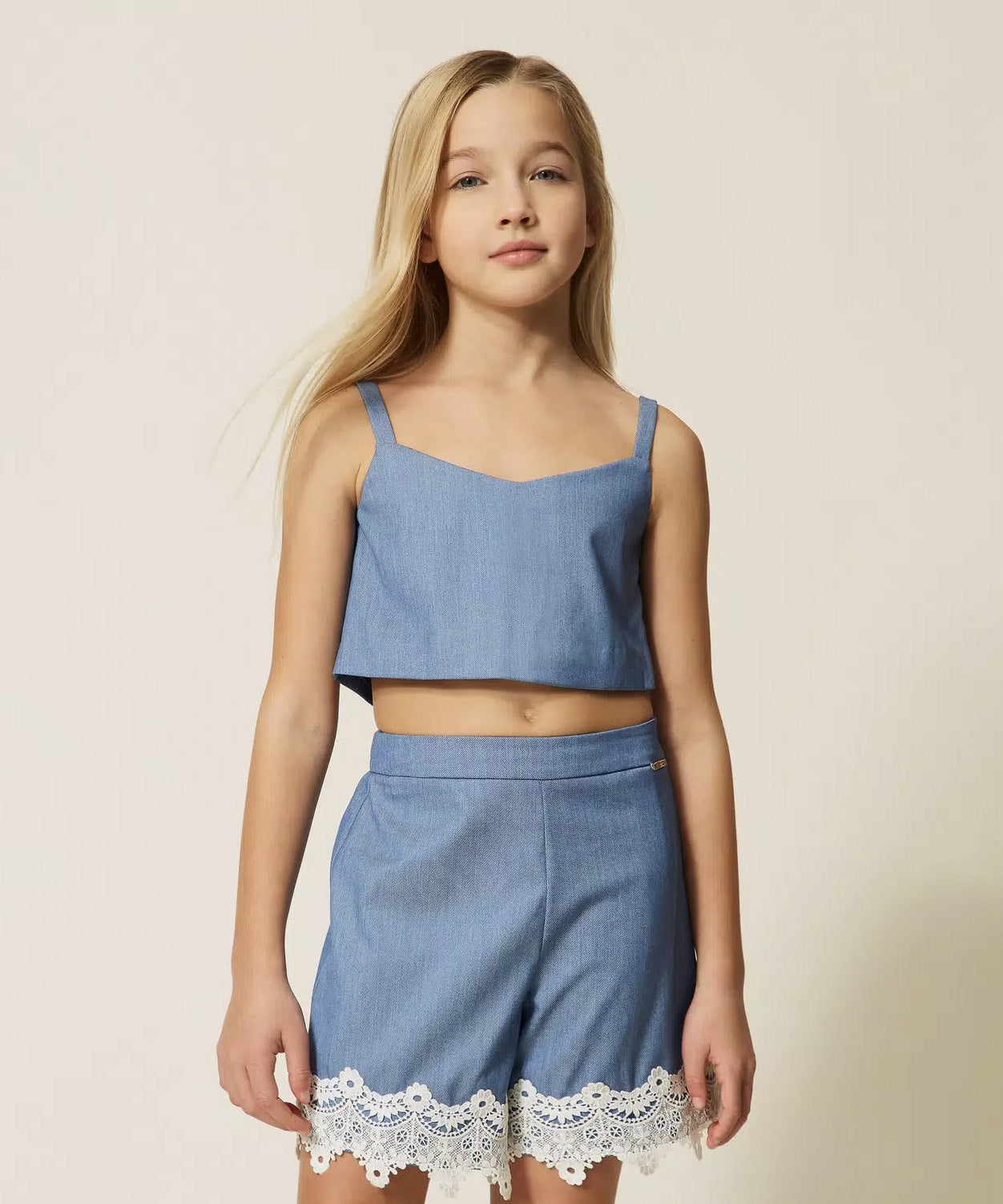 Twinset Kids Top Sky Line con Logo per Bambine