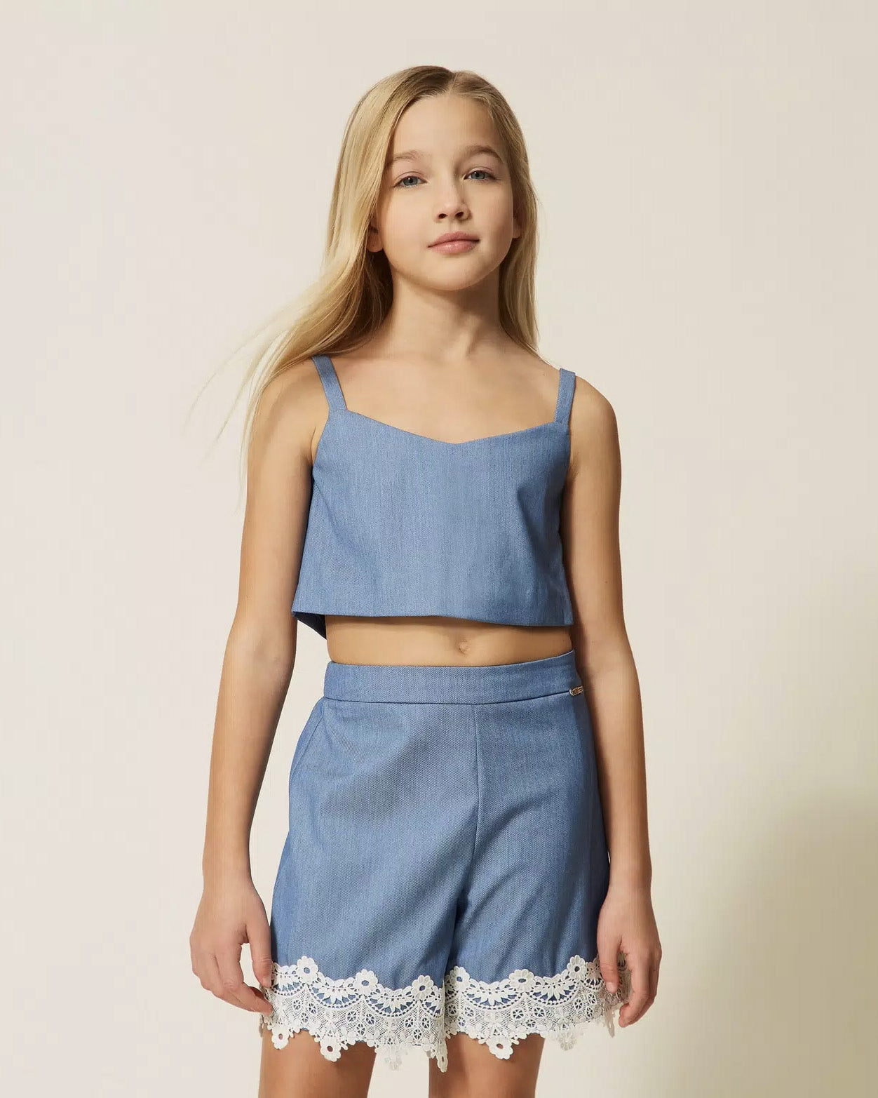 Twinset Kids Top Sky Line con Logo per Bambine