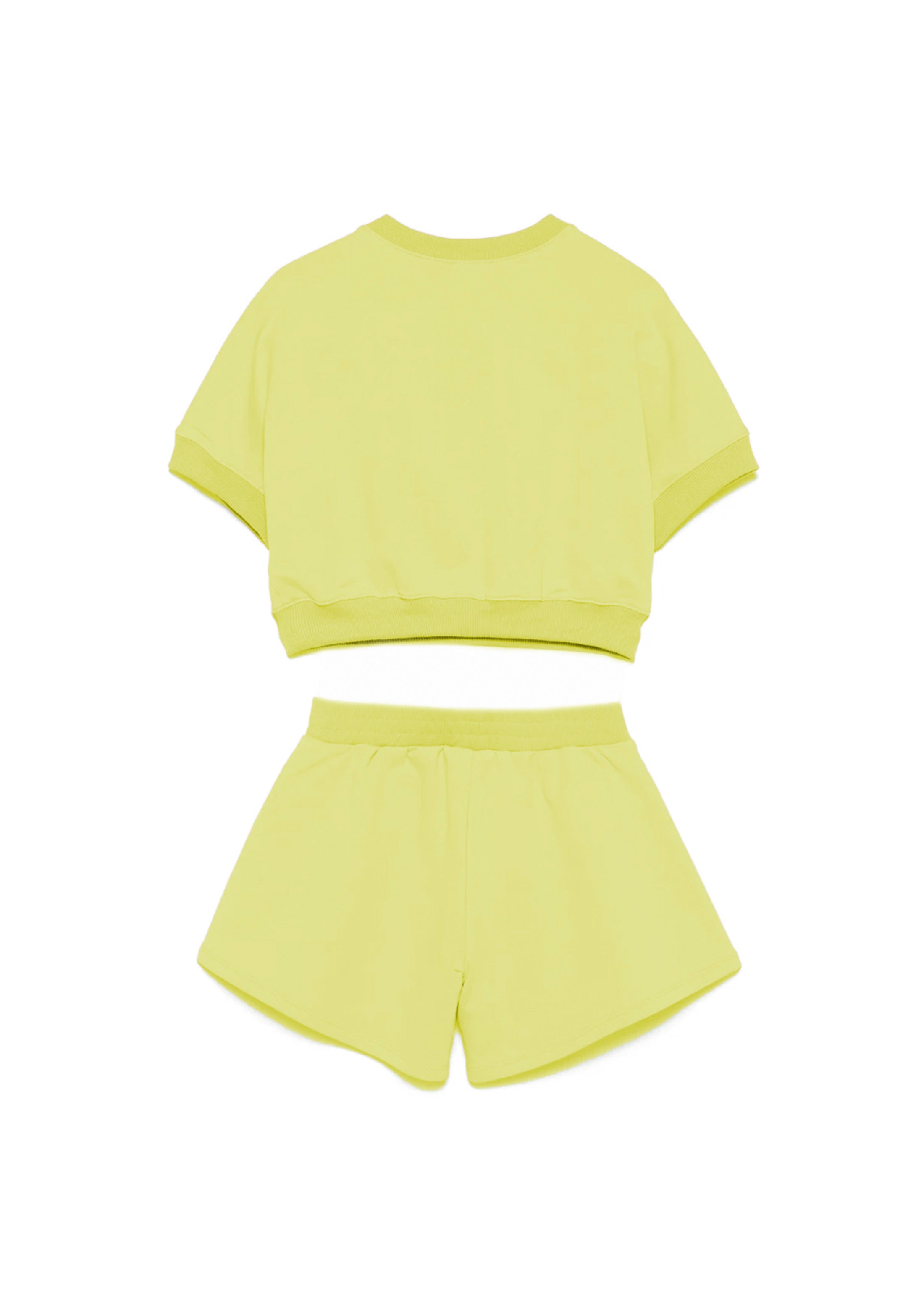 Twinset Kids T-shirt con Shorts in Felpa Giallo per Bambine