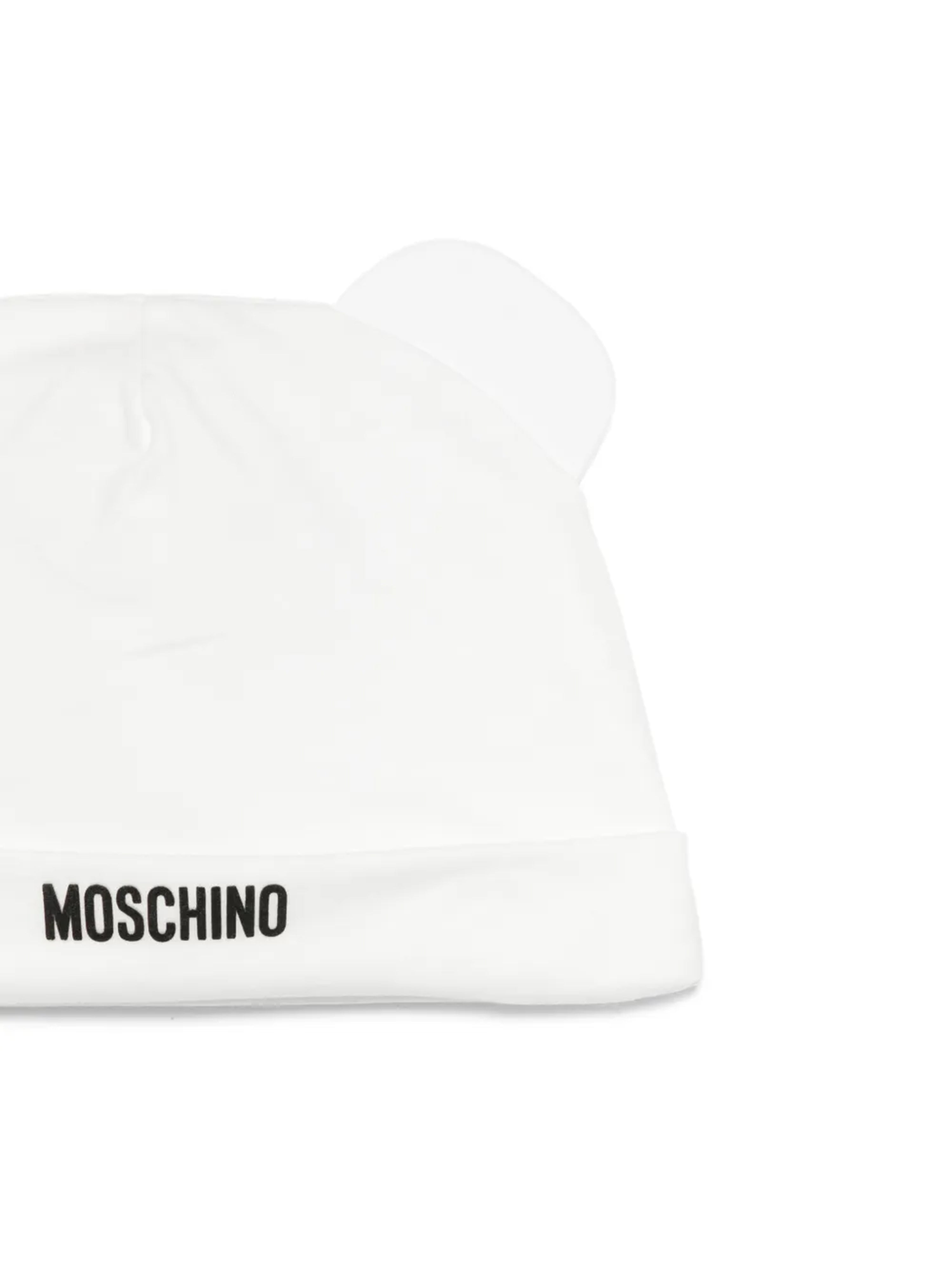 Moschino Kids Pagliaccetto+Cappello Panna con Logo Teddy Bear per Neonati