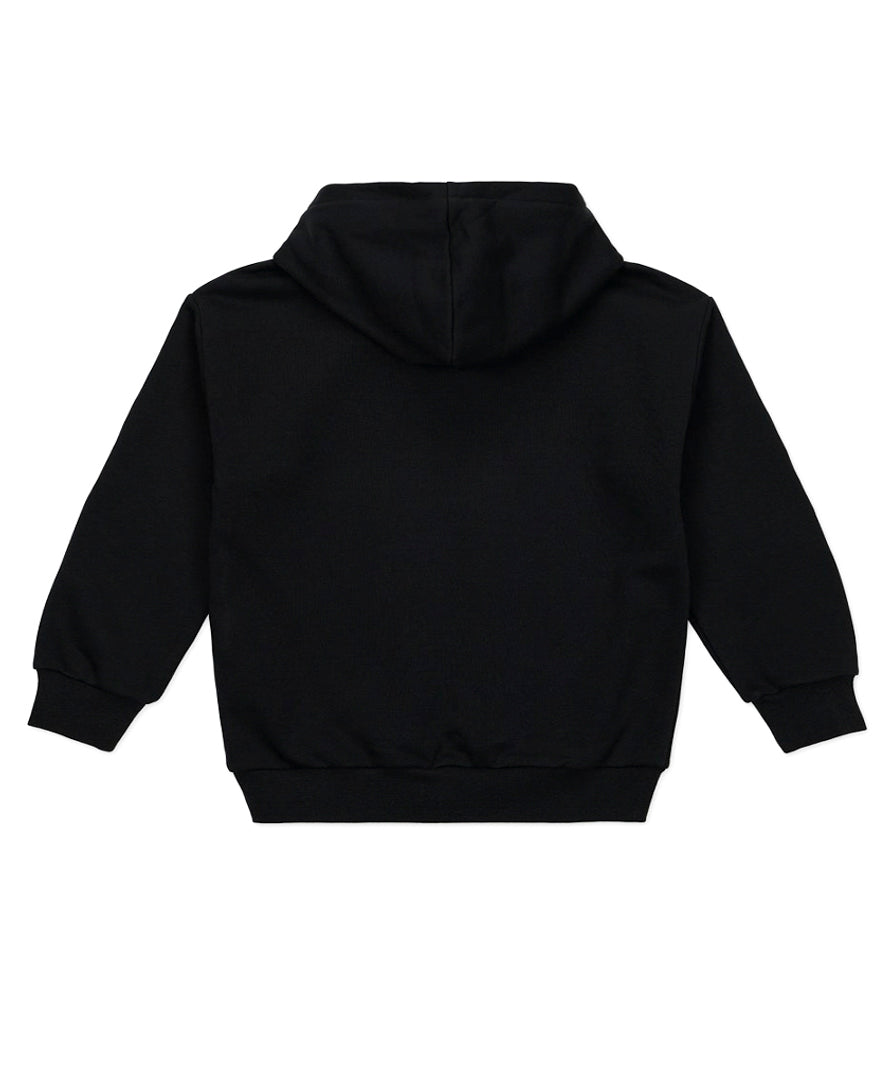 Iceberg Kids Felpa Nera Crop con Cappuccio con Stampa (retro)
