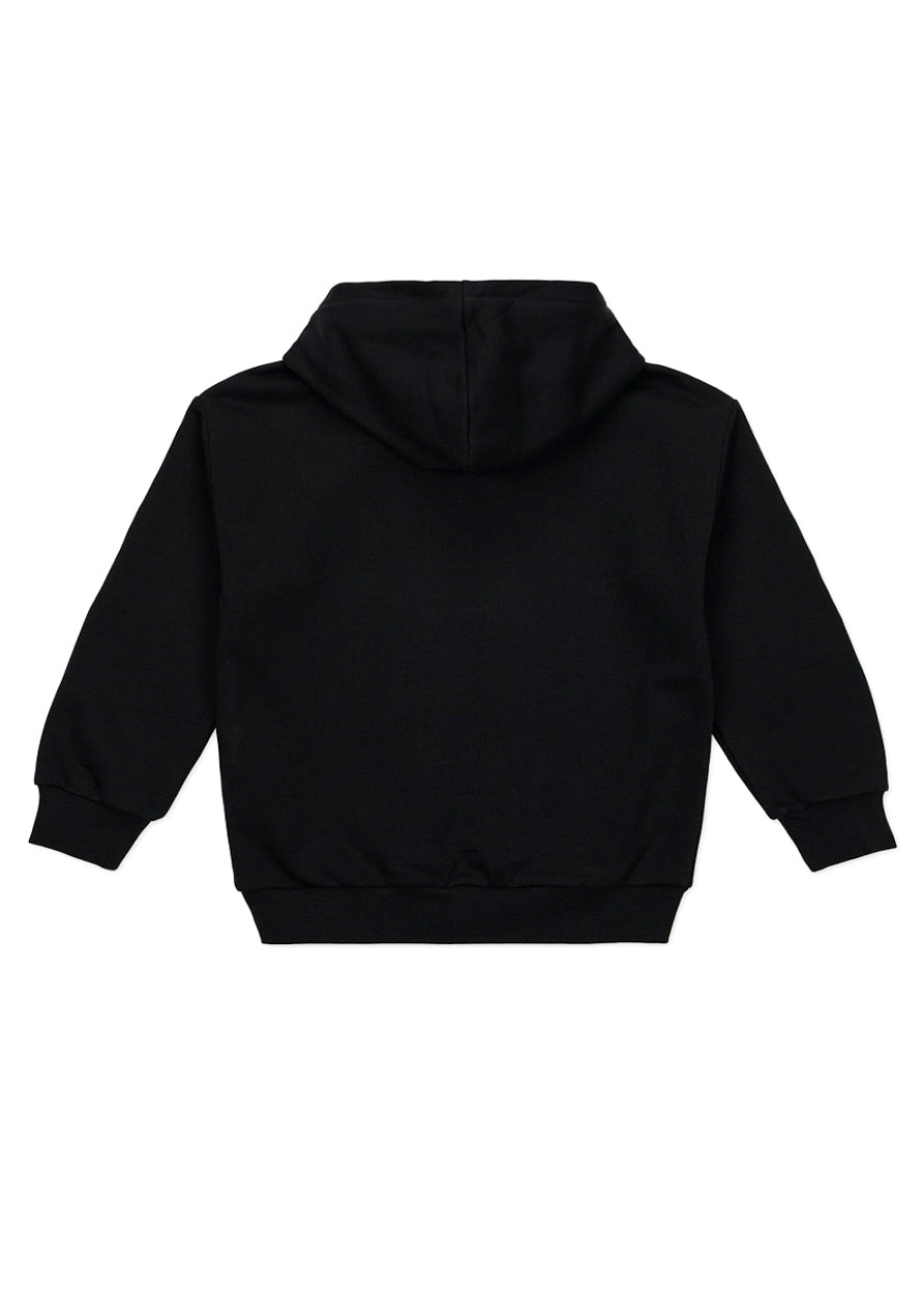 Iceberg Kids Felpa Nera Crop con Cappuccio con Stampa (retro)