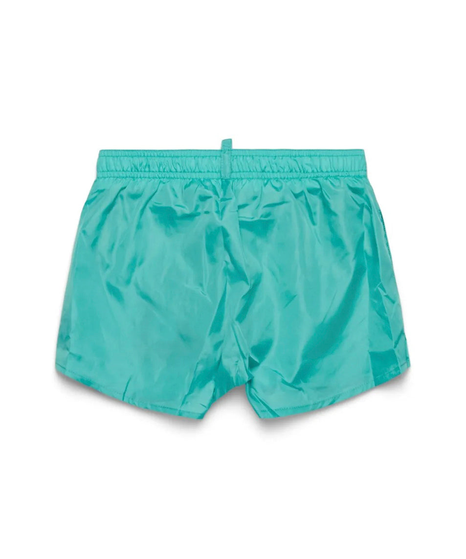 Dsquared2 Kids Costume Boxer Verde Acqua con Logo Colorful per Bambini