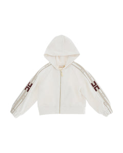 Elisabetta Franchi La Mia Bambina Felpa Panna con Cappuccio e Logo per Neonate