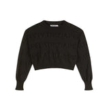 Patrizia Pepe Kids Maglia Nero con Logo All-Over Traforata per Bambine