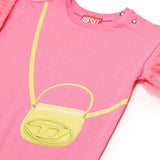 Diesel Kids Abito Rosa con Stampa Borsetta per Neonate