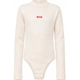 MSGM Kids Body Crema con Logo Rosso per Bambine