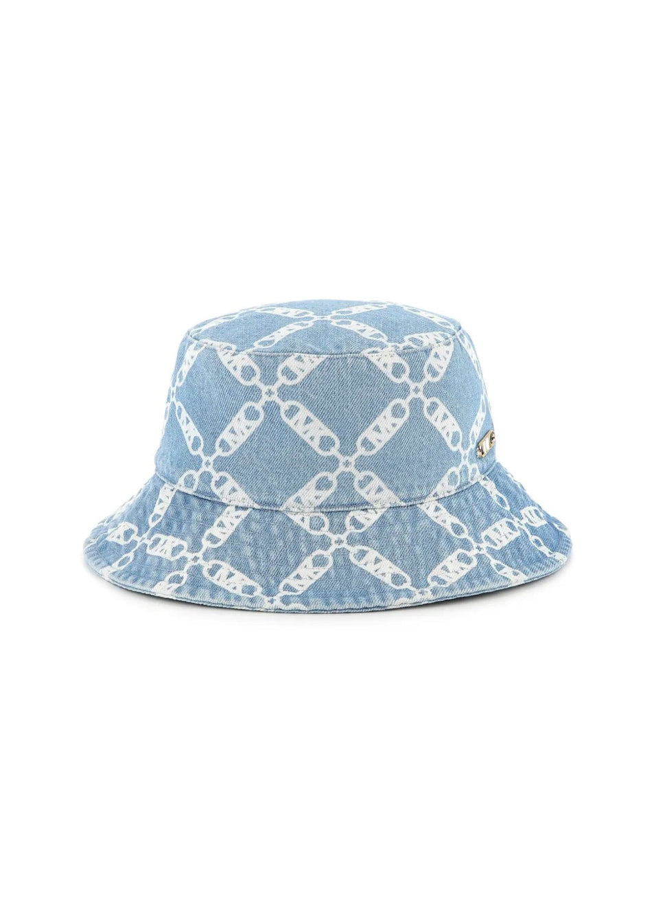 Michael Kors Kids Cappello Bucket in Denim Logo All Over per Bambine (fronte)