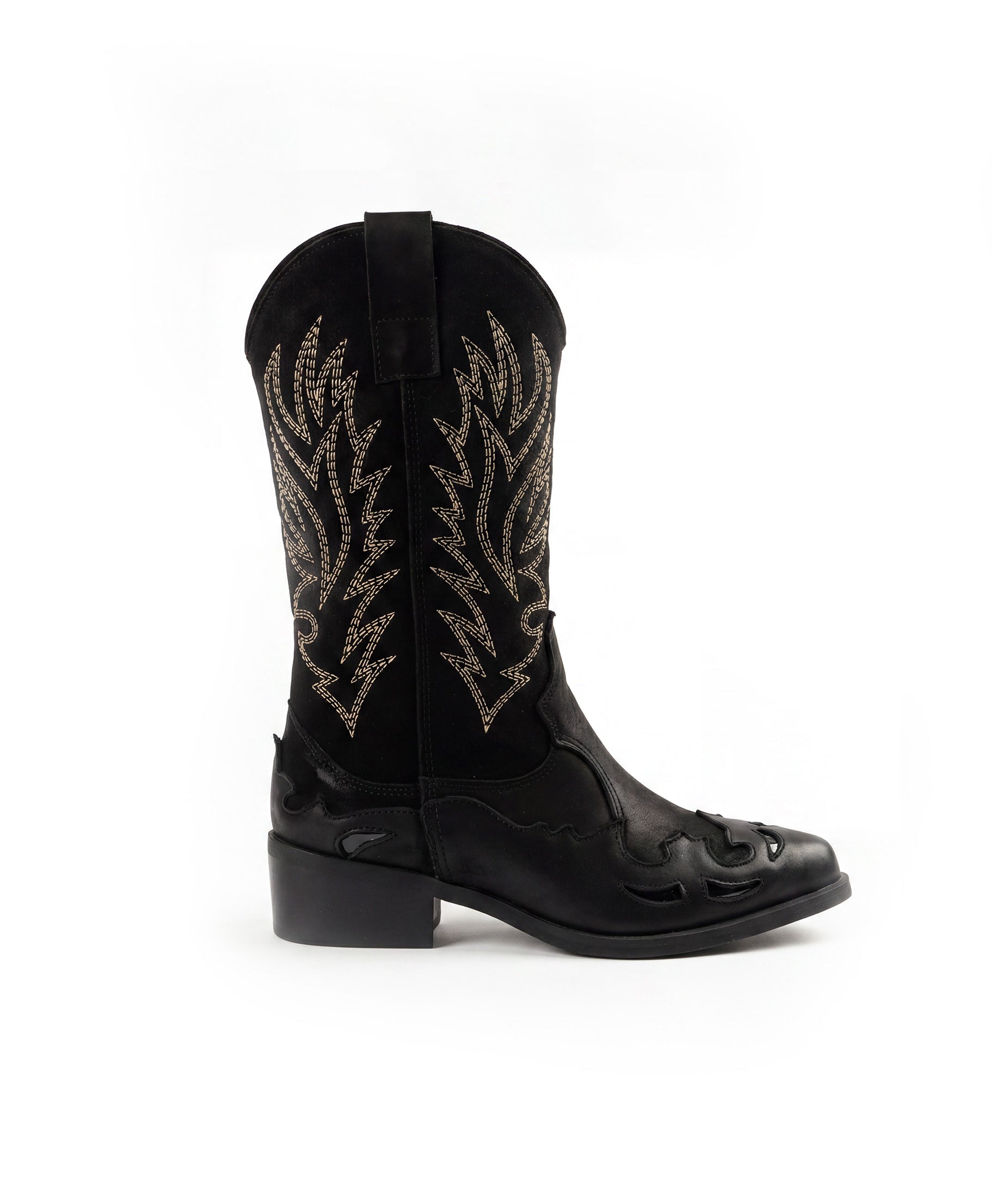 Jammers Kids Stivale Nero Nabuk con Ricami per Bambine